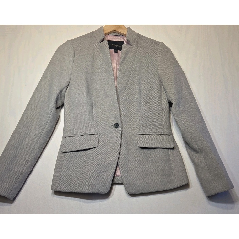 Banana Republic Gray One Button Blazer Womens Size 2 Career Office Jacket